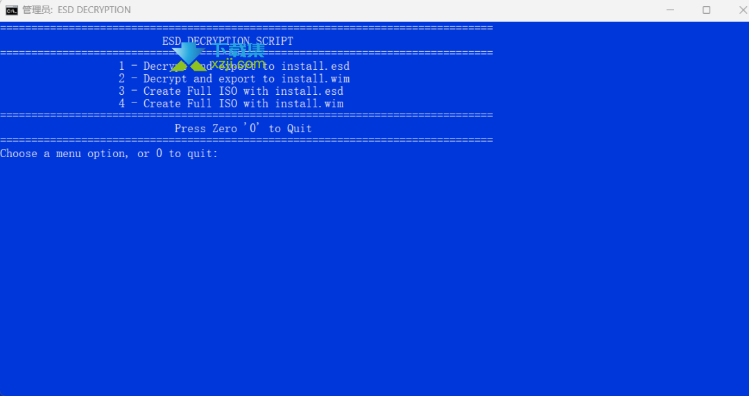 ESD Decrypter wimlib转换菜单选择